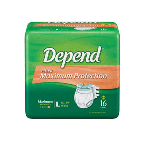 Depend Fitted Briefs Maximum Protection, Large - 16 Ea, 3 Pack